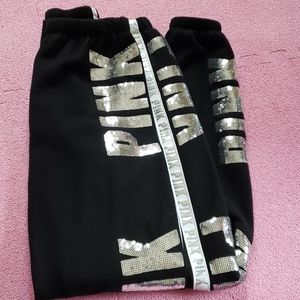VS pink sequin black sweatpants